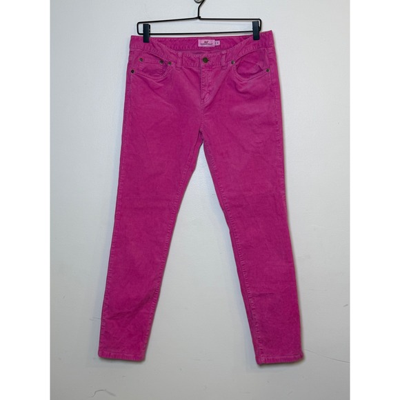 Vineyard Vines Pants - Vineyard Vines Womens Hot Pink Corduroy Slim Straight Pants Size 8 Preppy Whale
